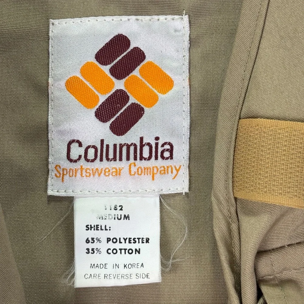 Vtg Columbia Men's Fishing Vest Khaki Multi-Pocket Utility Outdoor Sz‎ Medium